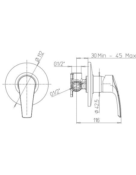 Miscelatore Jacuzzi incasso ad 1 uscita per doccia serie Lucente 0LU00410JA00 cromato - Climaway